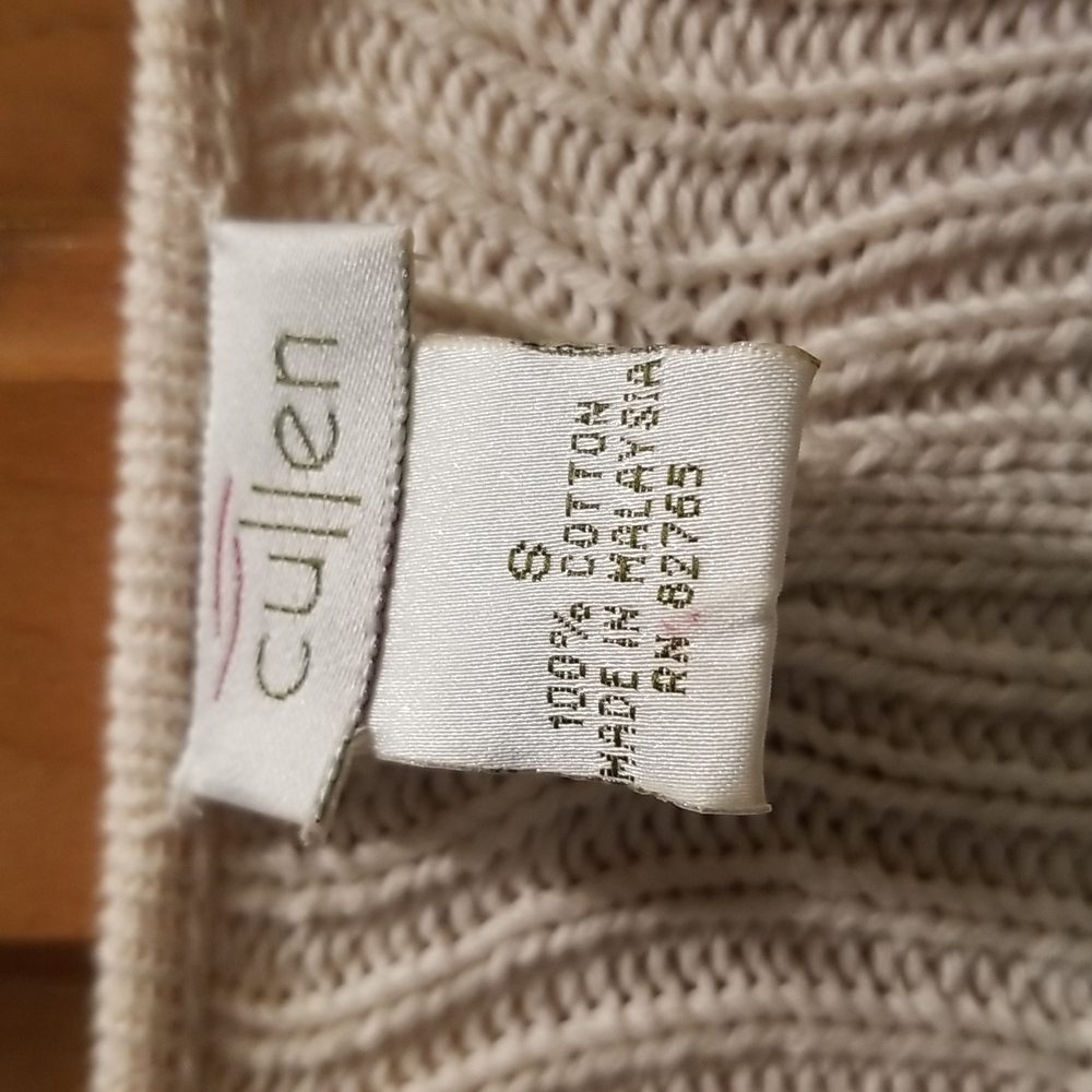 LIKE NEW Cullen soft cotton cable v-neck sweater Cream/Ivory size Small - Picture 2 of 3